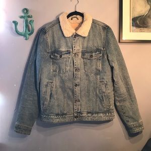 Light Wash Sherpa Lined Denim Jacket